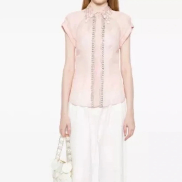Zimmermann Tops - NWT Zimmermann Matchmaker Diamante Linen & Silk Shirt Size 0/4 US